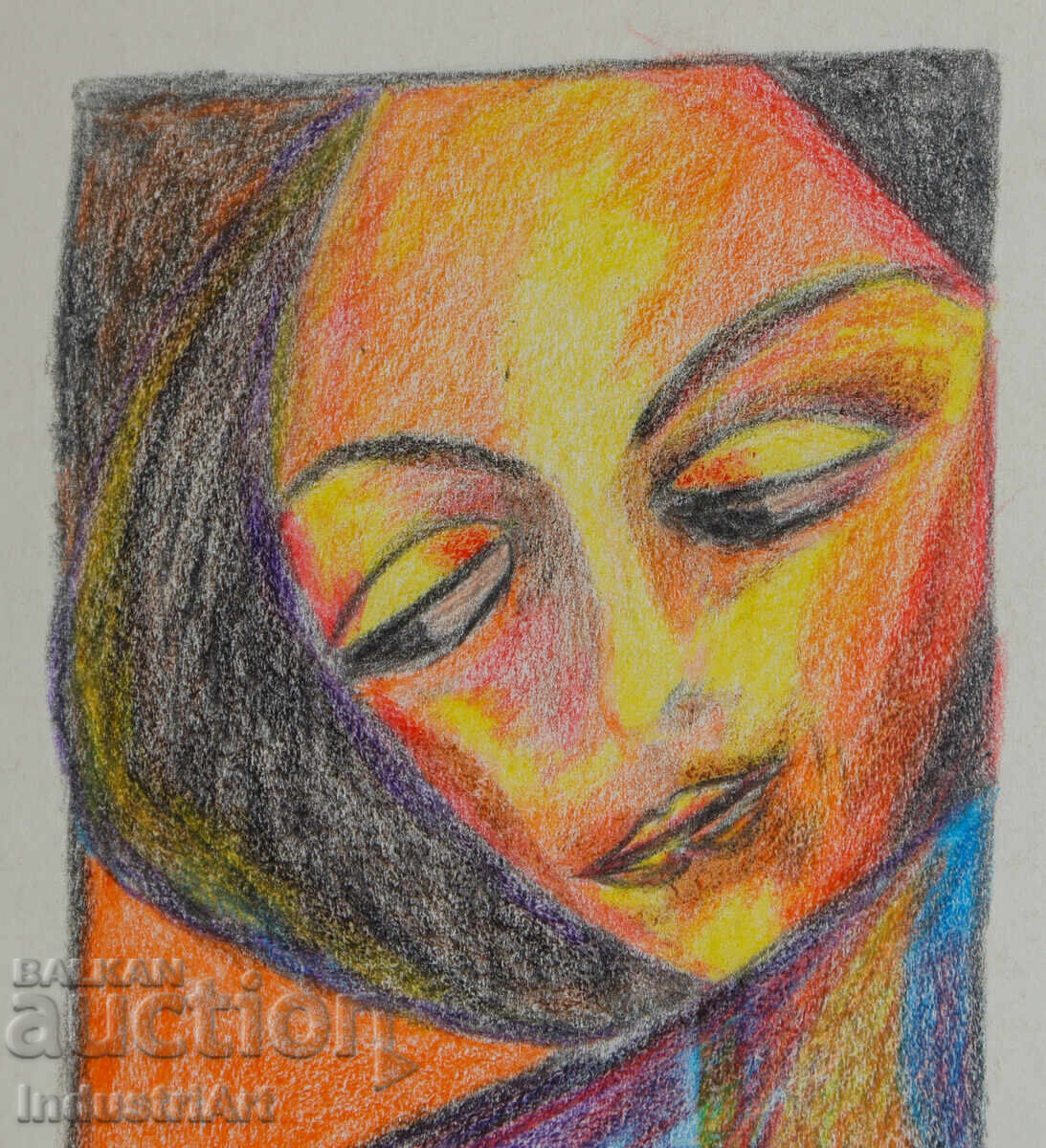 Съвременно изкуство рисунка пастел абстрактен портрет