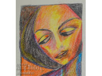Artă contemporană desen pastel portret abstract