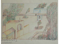 Artă contemporană tablou pastel peisaj