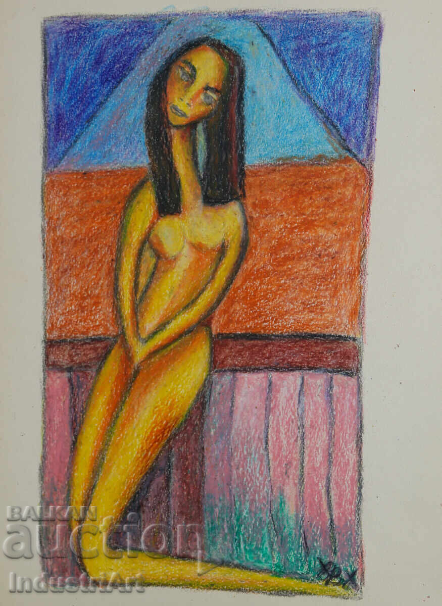 Σύγχρονη τέχνη σχέδιο παστέλ αφηρημένο γυμνό σώμα με τιμή 100.00 BGN | € 51.13