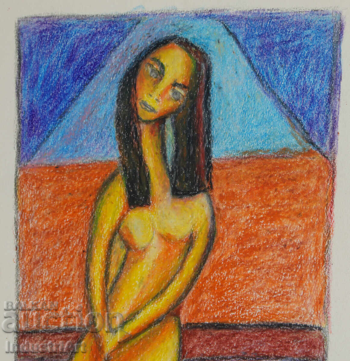 Παράδοση Σύγχρονη τέχνη σχέδιο παστέλ αφηρημένο γυμνό σώμα