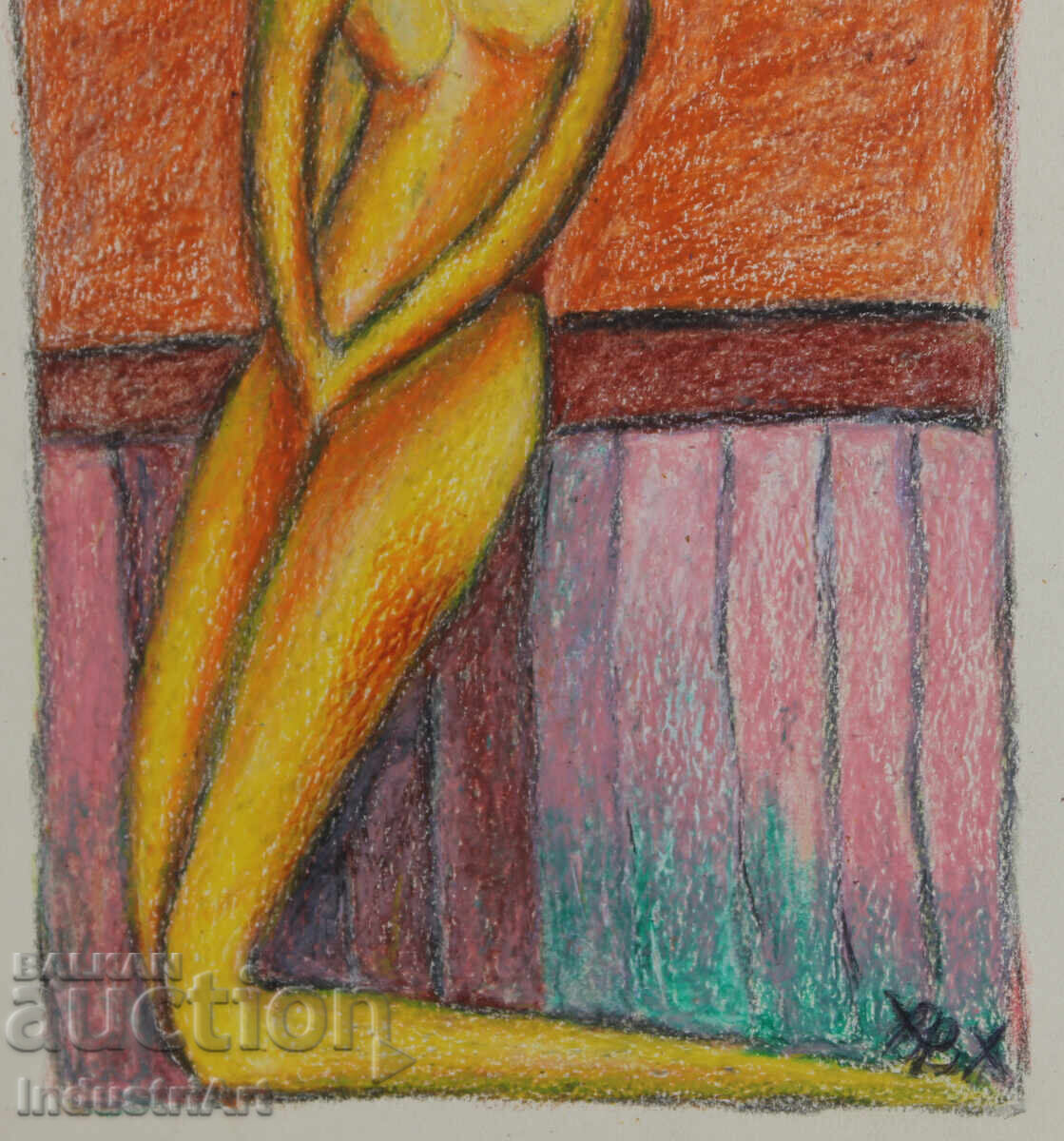 Σύγχρονη τέχνη σχέδιο παστέλ αφηρημένο γυμνό σώμα - 5