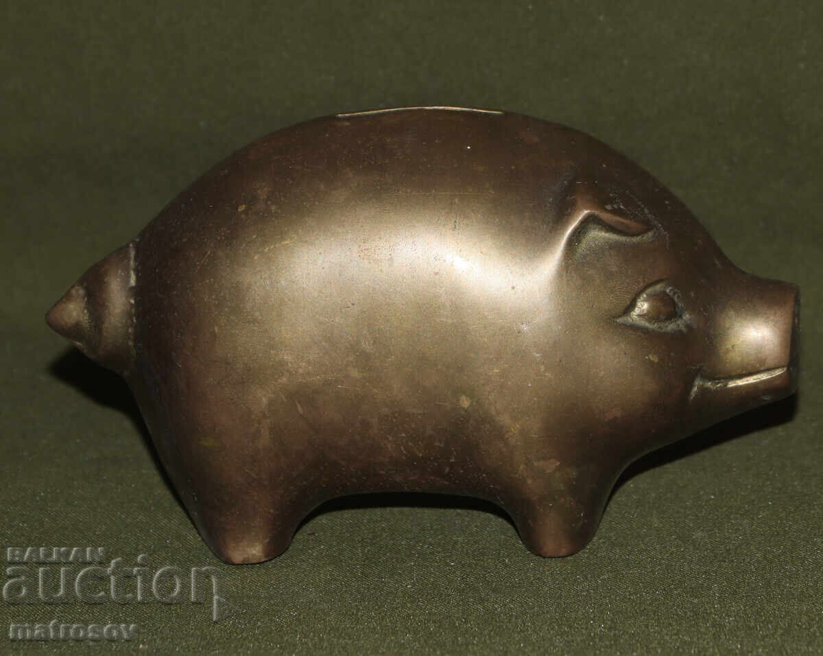 Χάλκινη διακοσμητική φιγούρα γουρουνάκι κουμπαράς Χάλκινη διακοσμητική φιγούρα γουρουνάκι κουμπαράς