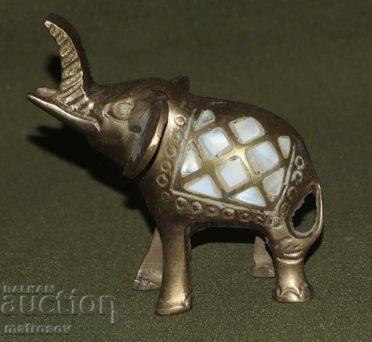 Χάλκινο ειδώλιο ελεφαντάκι με μαργαριτάρι - 6
