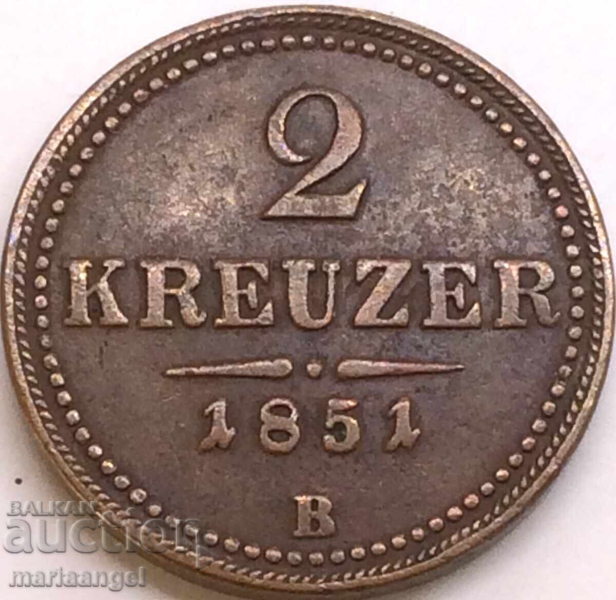 Аукцион 2 кройцера 1851 Австрия В - Кремнитц 11г Аукцион 2 кройцера 1851 Австрия В - Кремнитц 11г