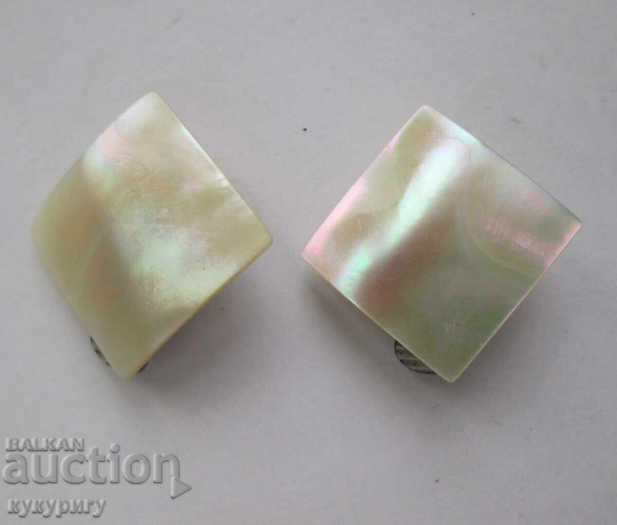 Cercei vechi de damă sidef, cu clips