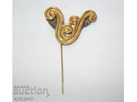 Veche broșă de damă de autor, lucrată manual