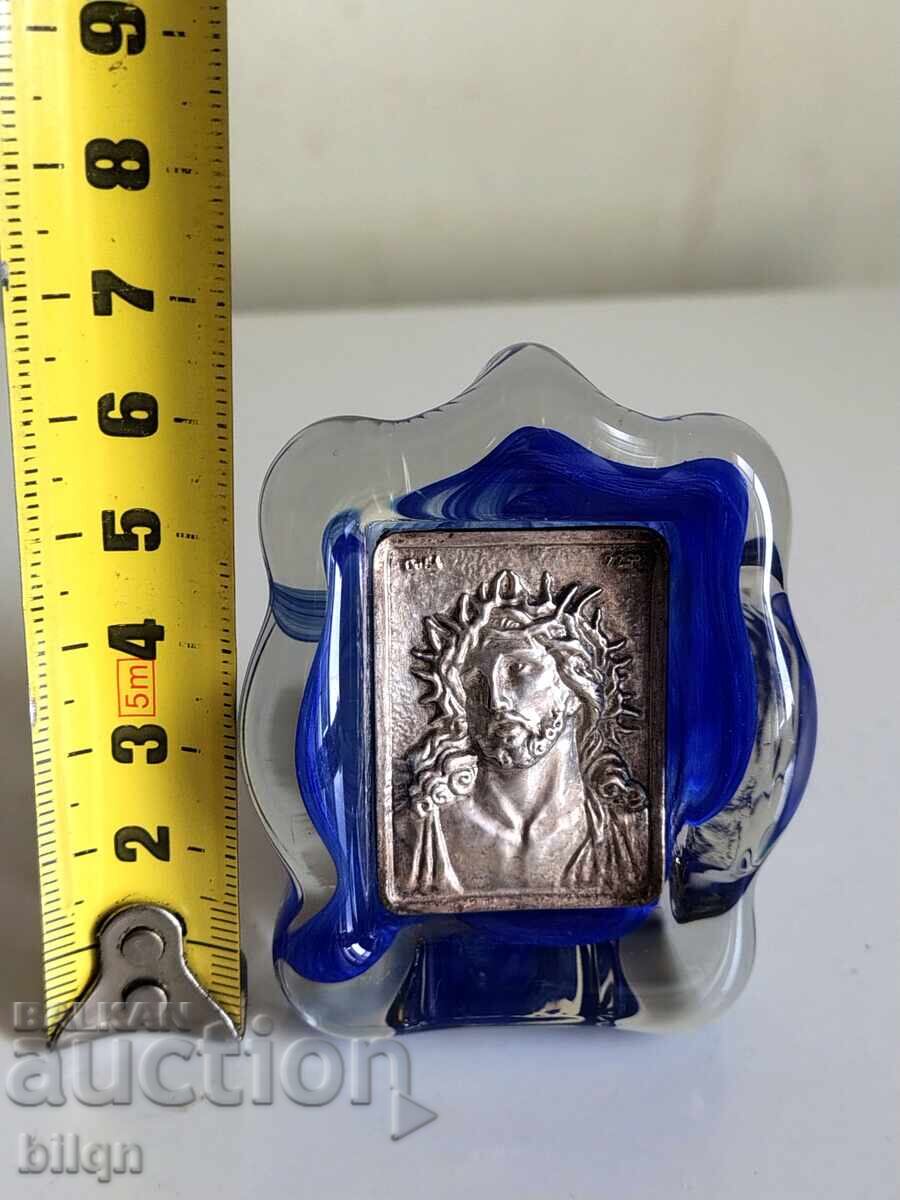 Ασημένια εικόνα 925 Γυάλινη βάση - 6