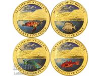 Света Елена / Saint Helena 4 x 25 пени 2013 риба