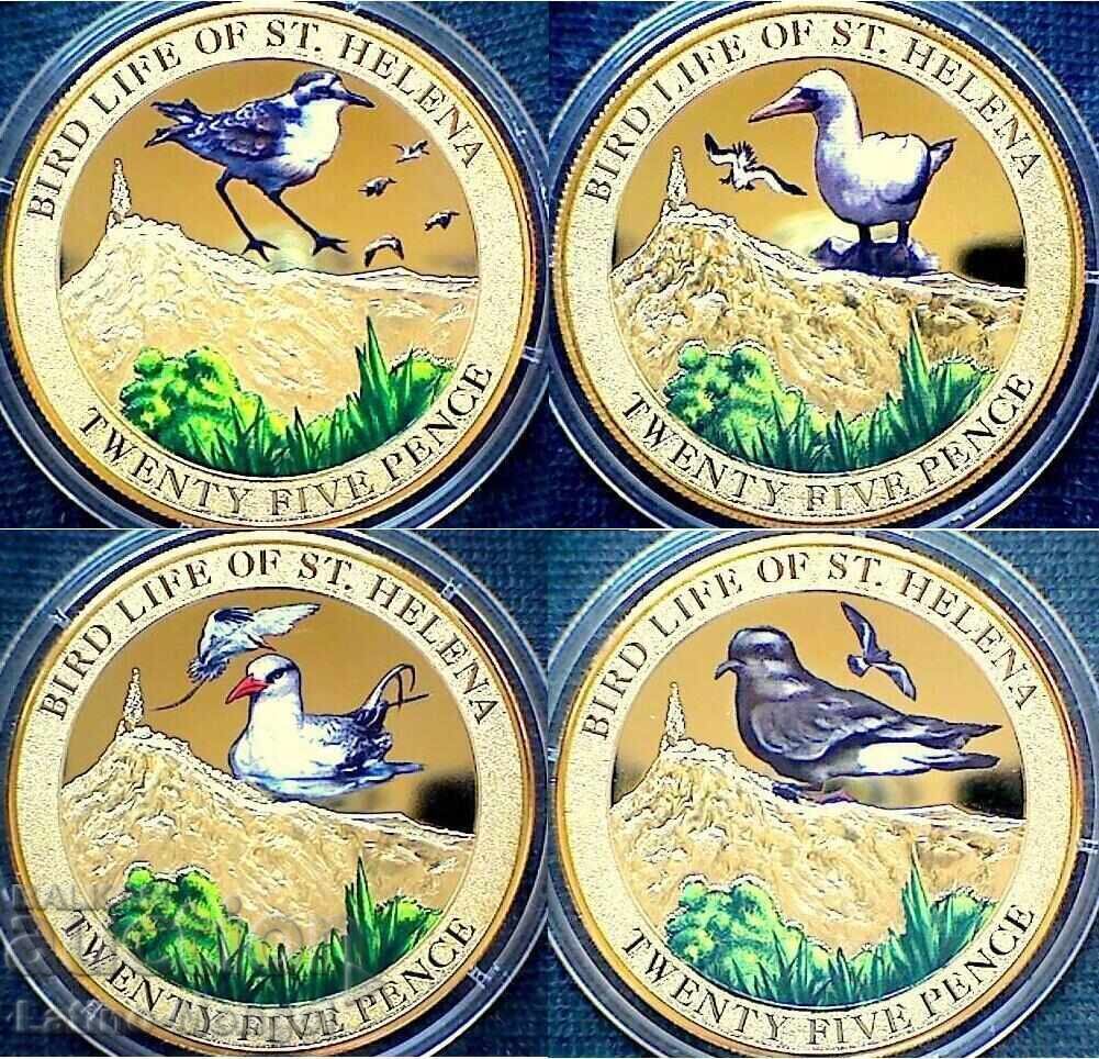 Света Елена / Saint Helena 4 x 25 пени 2013 птици