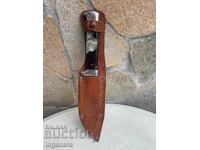 Knife Veliko Tarnovo from the Socialist Era, Blade, Scabbard, Leather, Marked