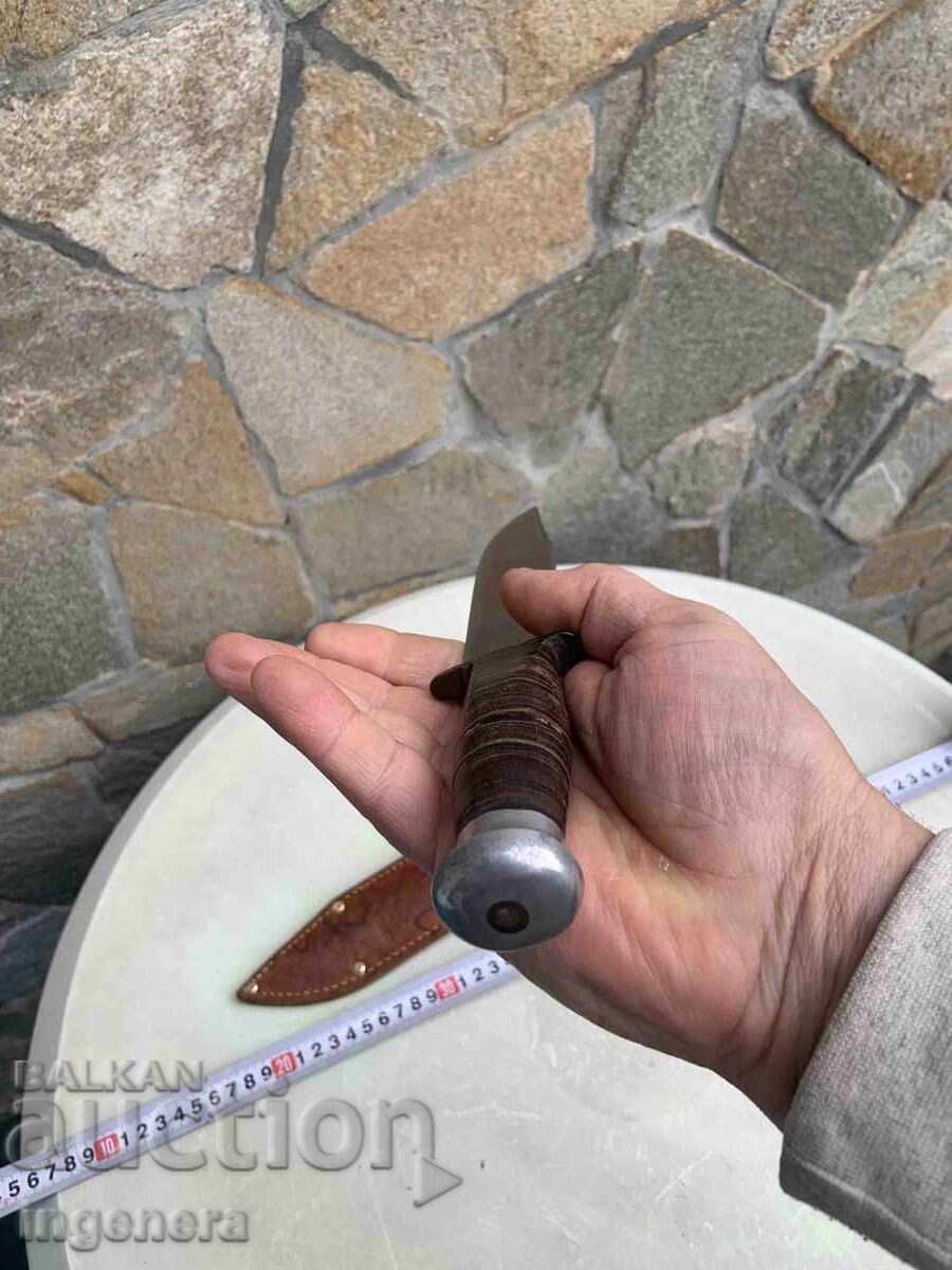 Knife Veliko Tarnovo from the Socialist Era, Blade, Scabbard, Leather, Marked - 5