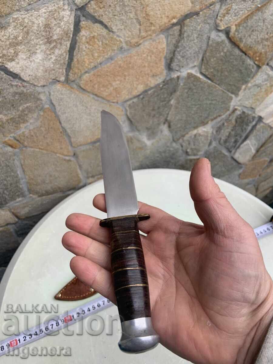 Knife Veliko Tarnovo from the Socialist Era, Blade, Scabbard, Leather, Marked - 7