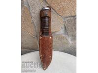 Knife Veliko Tarnovo from the Socialist Era, Blade, Scabbard, Leather, Marked