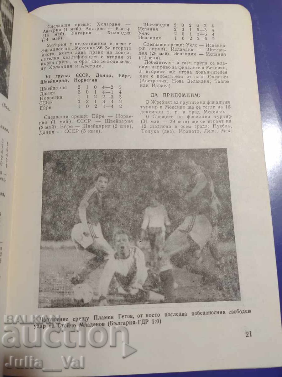 Licitație BFS Fotbal - Bulgaria - Franța - Program 1985