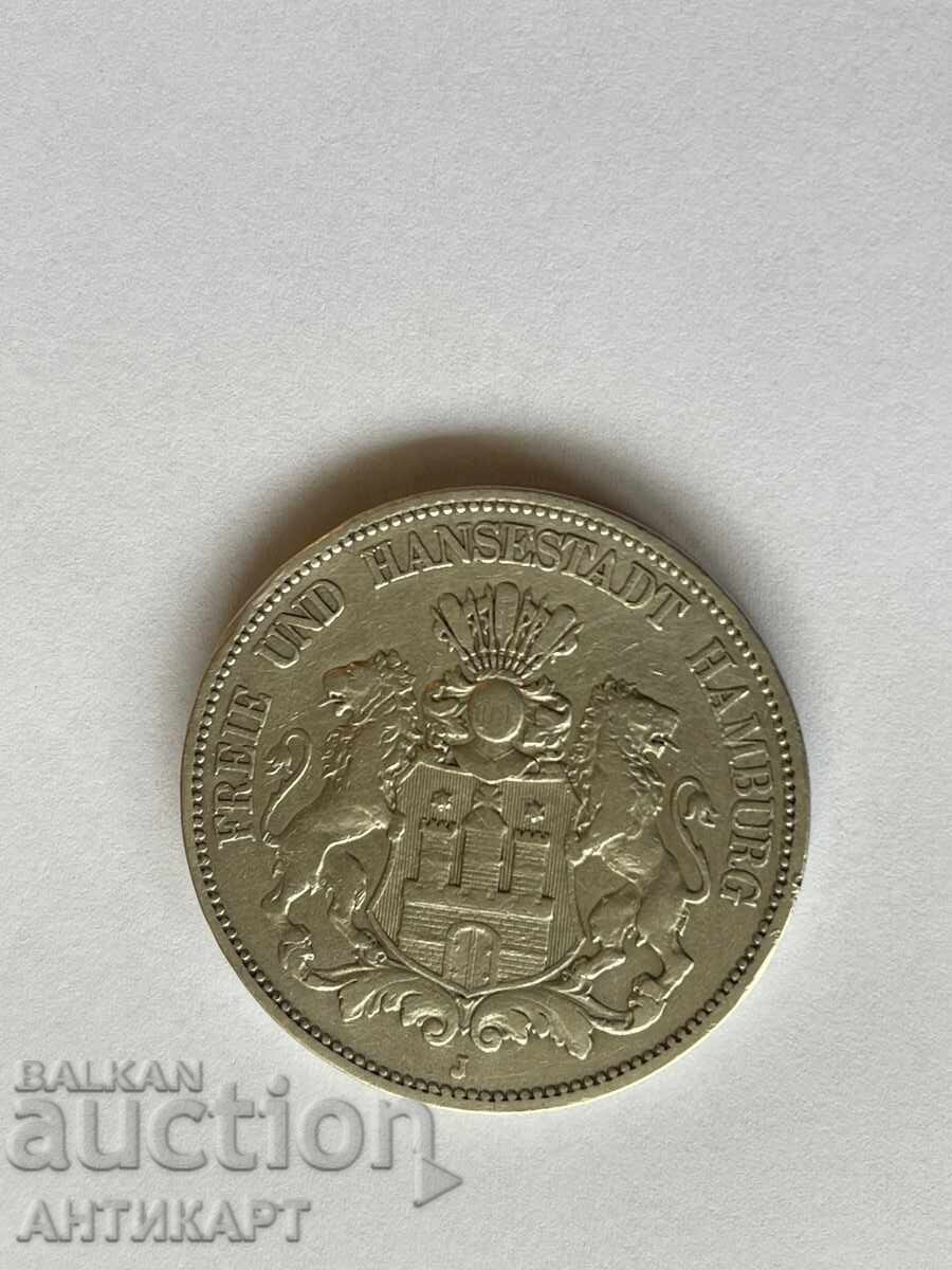 Germany Rare Silver Coin 5 Mark 1874 Hamburg Silver Germany Rare Silver Coin 5 Mark 1874 Hamburg Silver