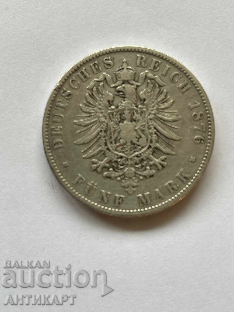 Germany Rare Silver Coin 5 Mark 1876 Saxony Silver with price 99.00 BGN | € 50.62 Germany Rare Silver Coin 5 Mark 1876 Saxony Silver with price 99.00 BGN | € 50.62