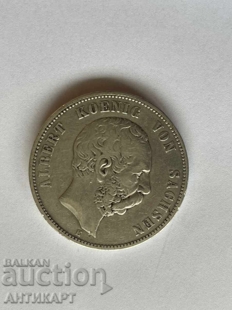 Germany Rare Silver Coin 5 Mark 1876 Saxony Silver Germany Rare Silver Coin 5 Mark 1876 Saxony Silver