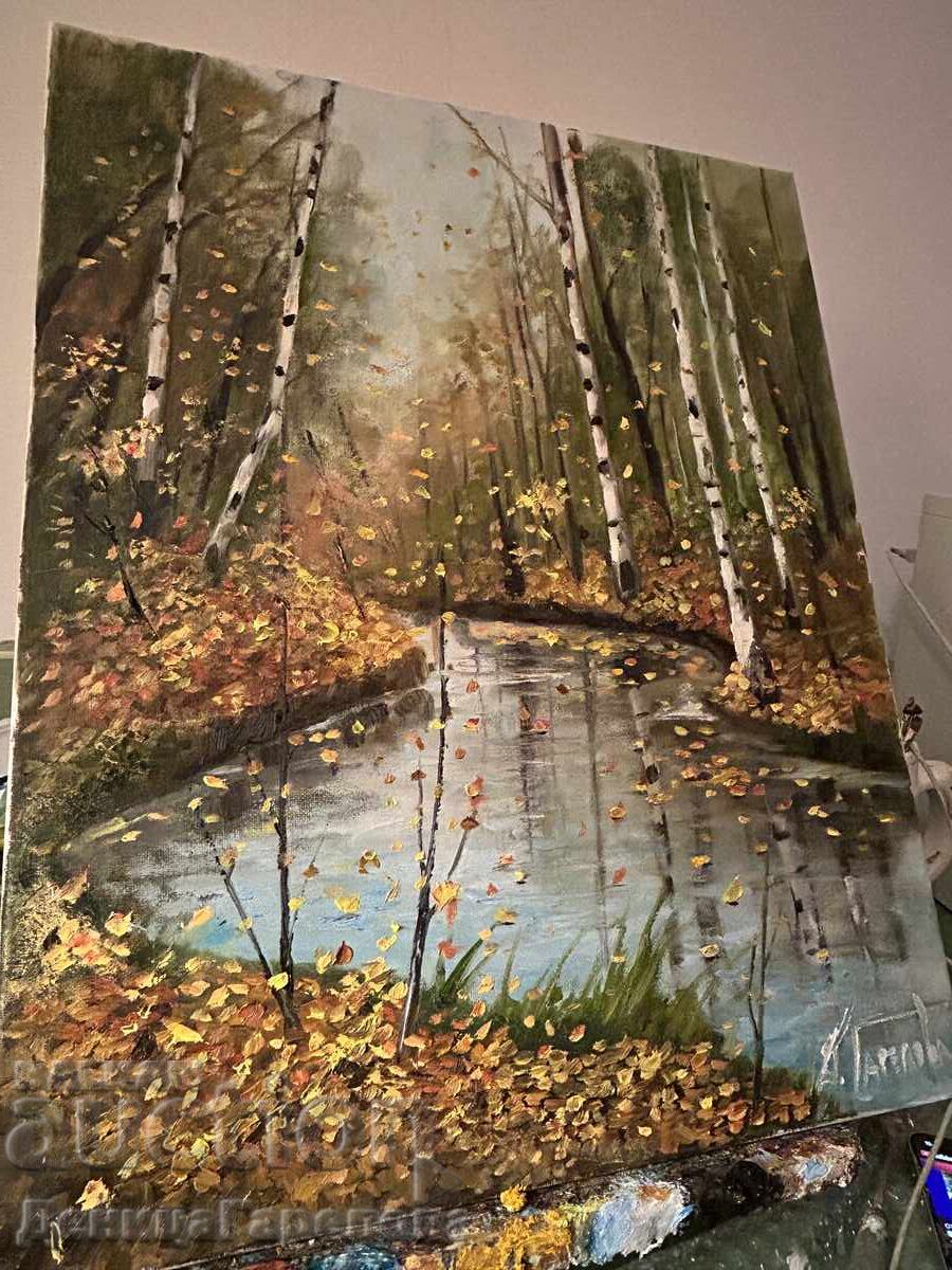 Denitsa Garelova painting 50/40 "Autumn River" with price 170.00 BGN | € 86.92 Denitsa Garelova painting 50/40 "Autumn River" with price 170.00 BGN | € 86.92
