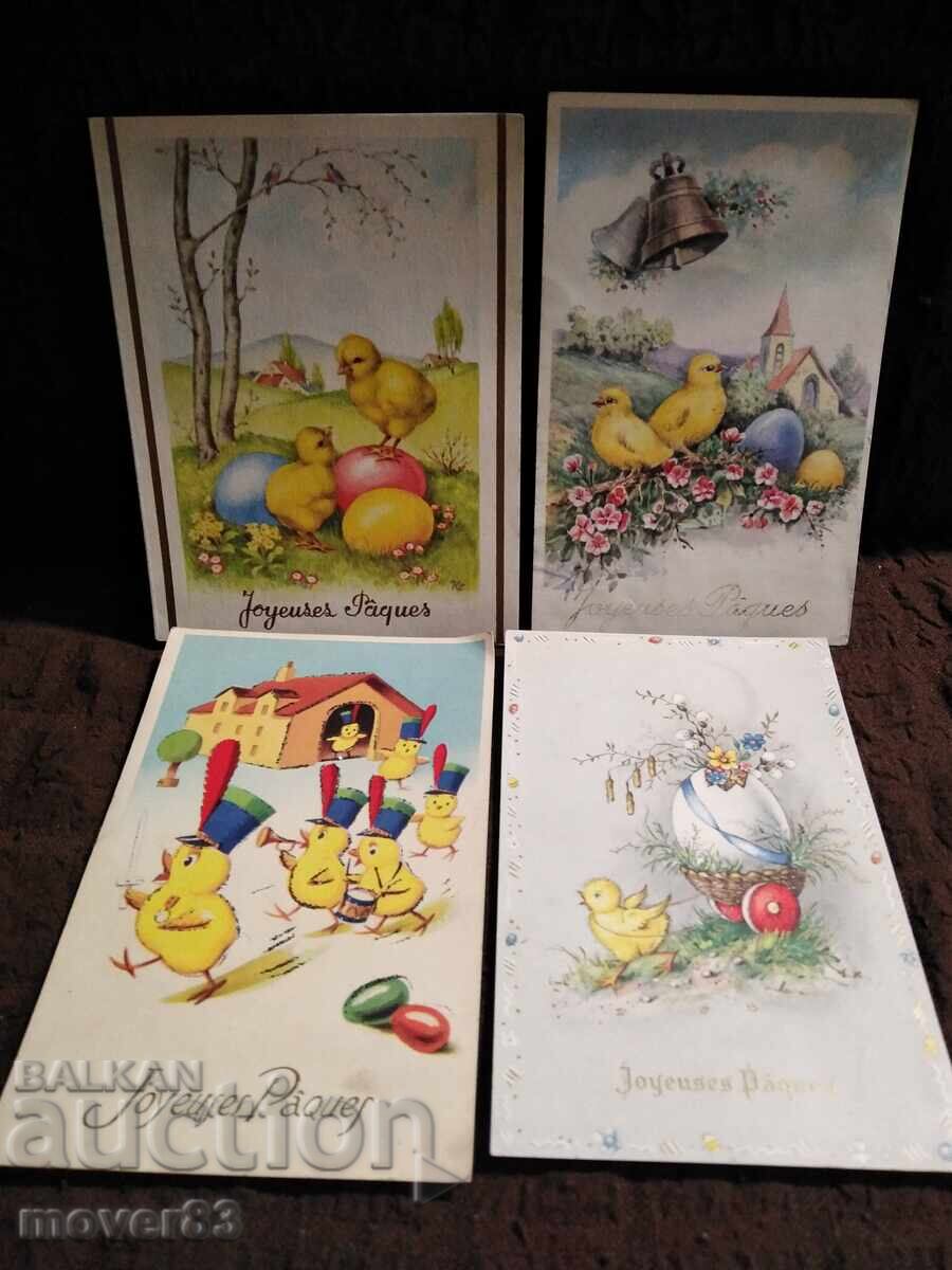 Κάρτες Γαλλίας. Πάσχα. 4 τεμάχια Κάρτες Γαλλίας. Πάσχα. 4 τεμάχια