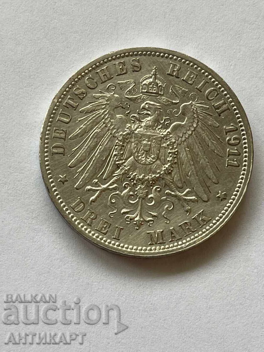 Auction Row of silver coin 3 marks 1911 Germany Württemberg Auction Row of silver coin 3 marks 1911 Germany Württemberg