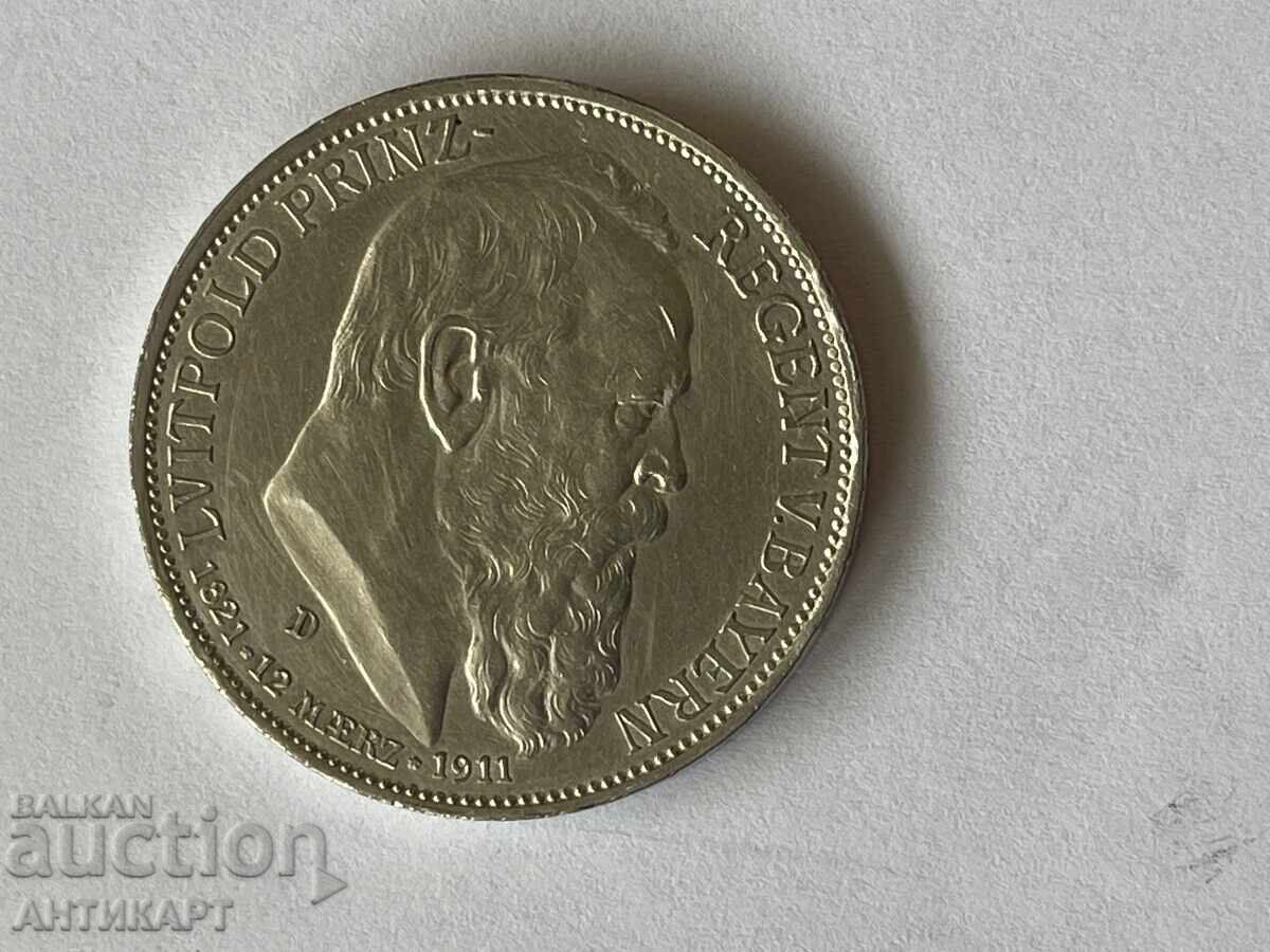 Germany Silver Coin 3 Mark 1911 Bavaria Leopold Silver with price 91.11 BGN | € 46.58