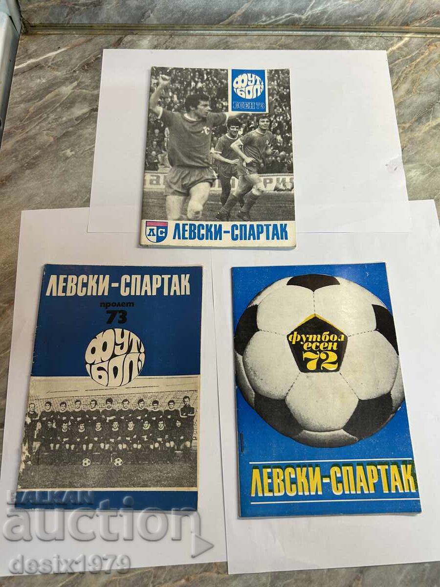 Levski-Spartak football programs from 1972 and 73 Levski-Spartak football programs from 1972 and 73