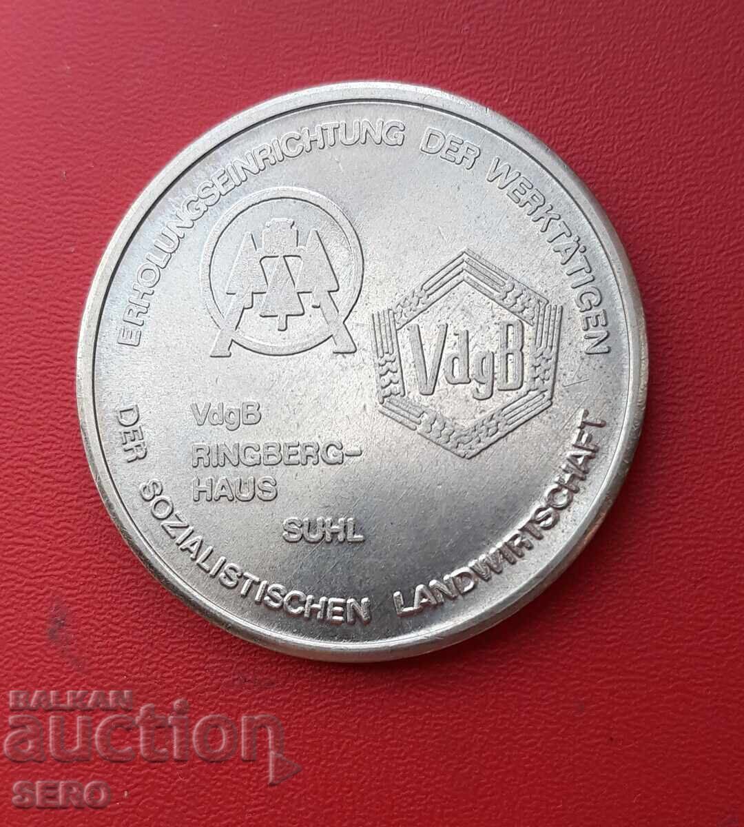 Germany-GDR-medal-hotel Ringberg haus-city Suhl in Thuringia with price 0.80 BGN | € 0.41