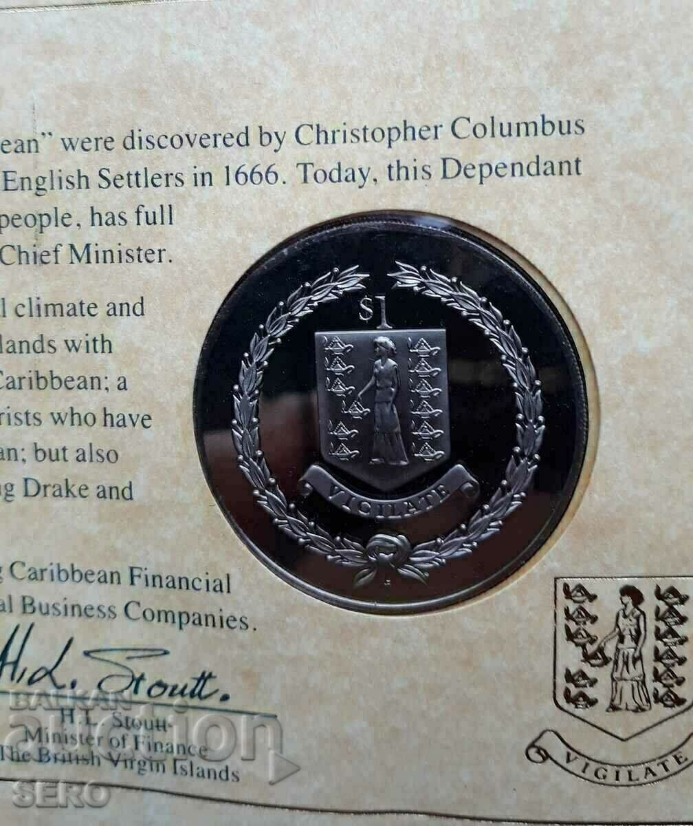 Доставка на Британски Вирджински острови-1 долар 1992 Доставка на Британски Вирджински острови-1 долар 1992