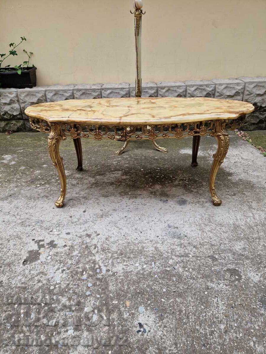 Licitație Masa de cafea belgiană antică superbă, bronz, onix Licitație Masa de cafea belgiană antică superbă, bronz, onix