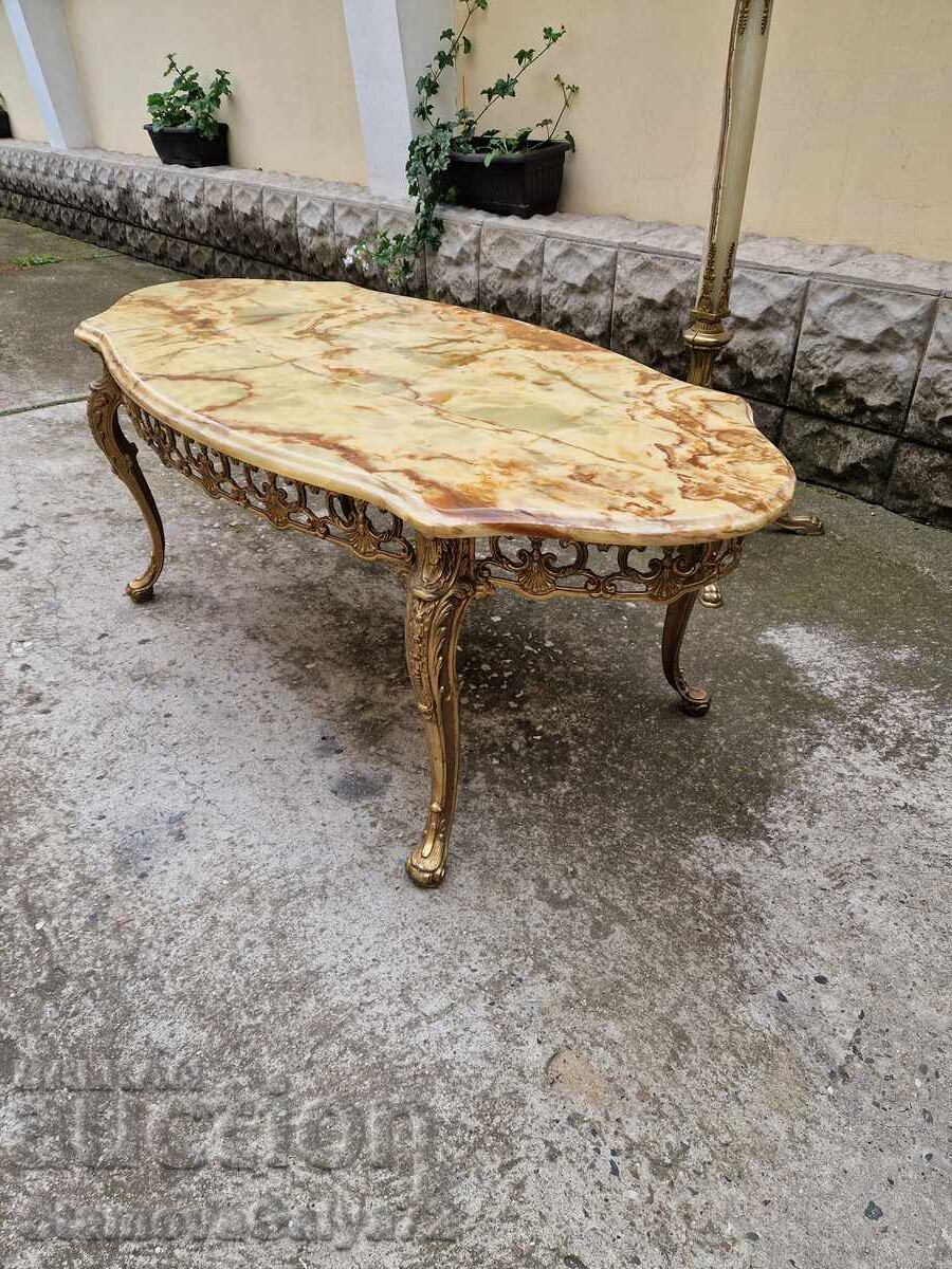 Masa de cafea belgiană antică superbă, bronz, onix - 6 Masa de cafea belgiană antică superbă, bronz, onix - 6