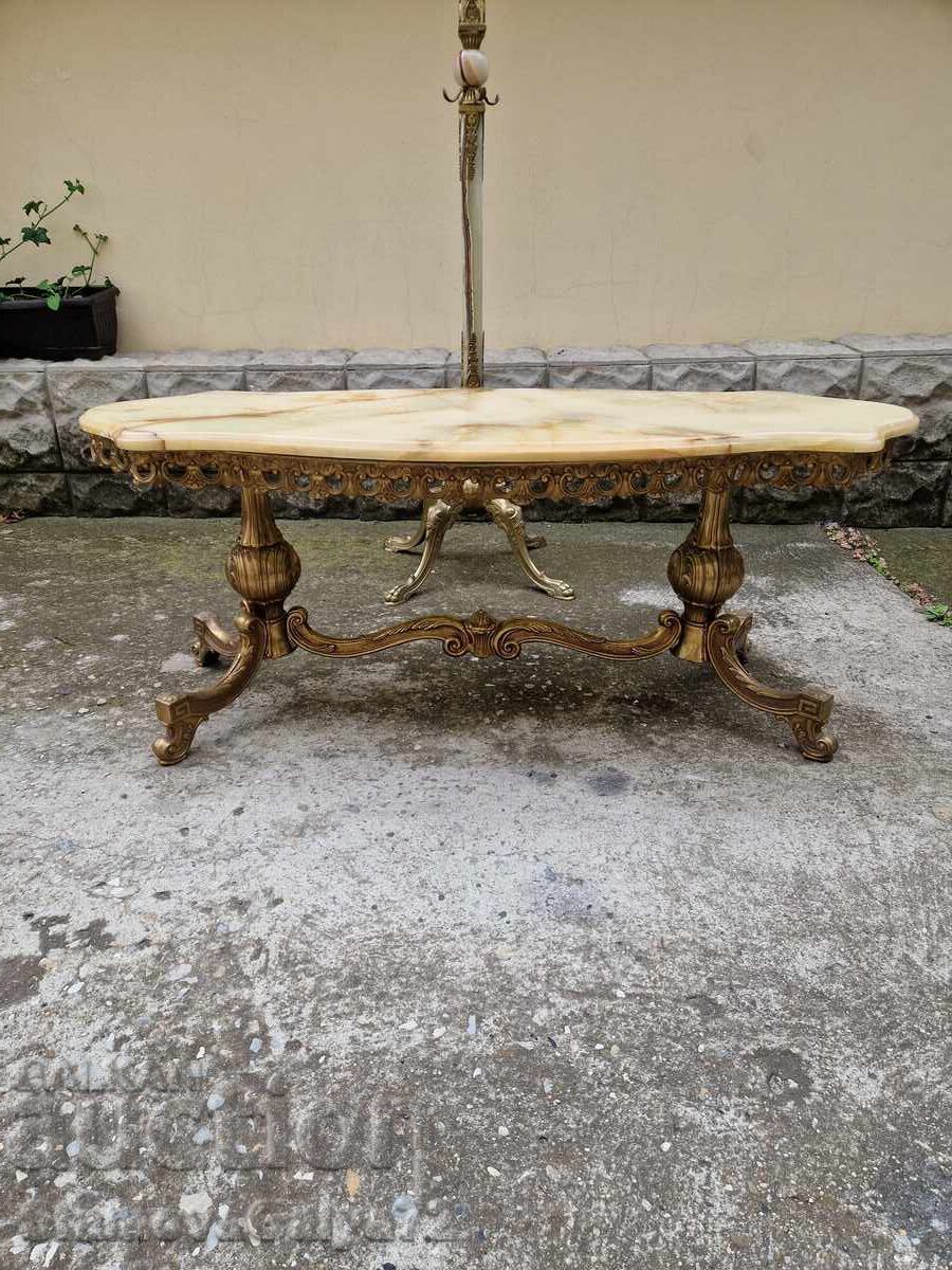 Auction  Superior antique Belgian living room table bronze onyx