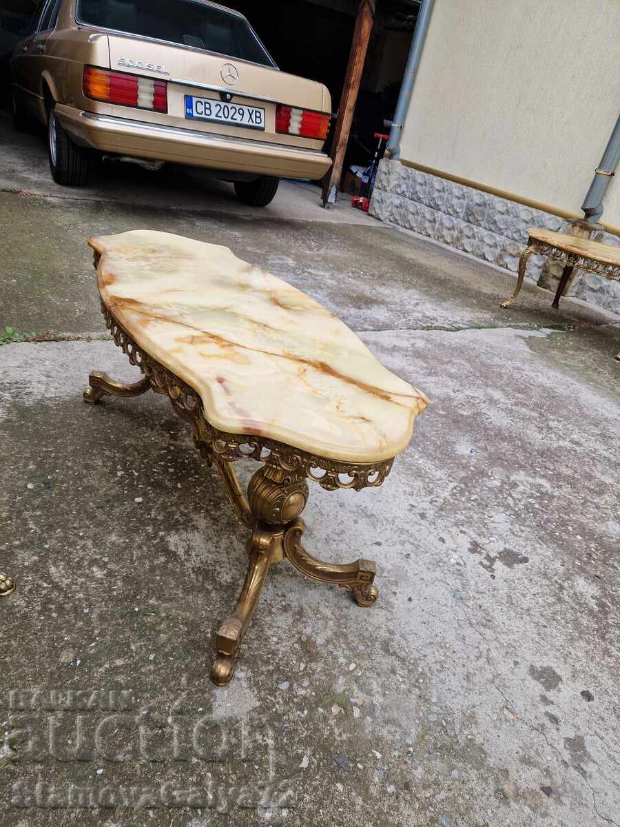 Masă de cafea antică belgiană superbă, bronz, onix - 5 Masă de cafea antică belgiană superbă, bronz, onix - 5