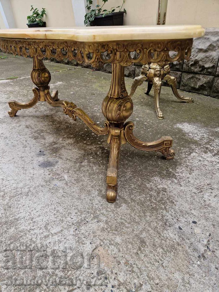 Masă de cafea antică belgiană superbă, bronz, onix - 7 Masă de cafea antică belgiană superbă, bronz, onix - 7