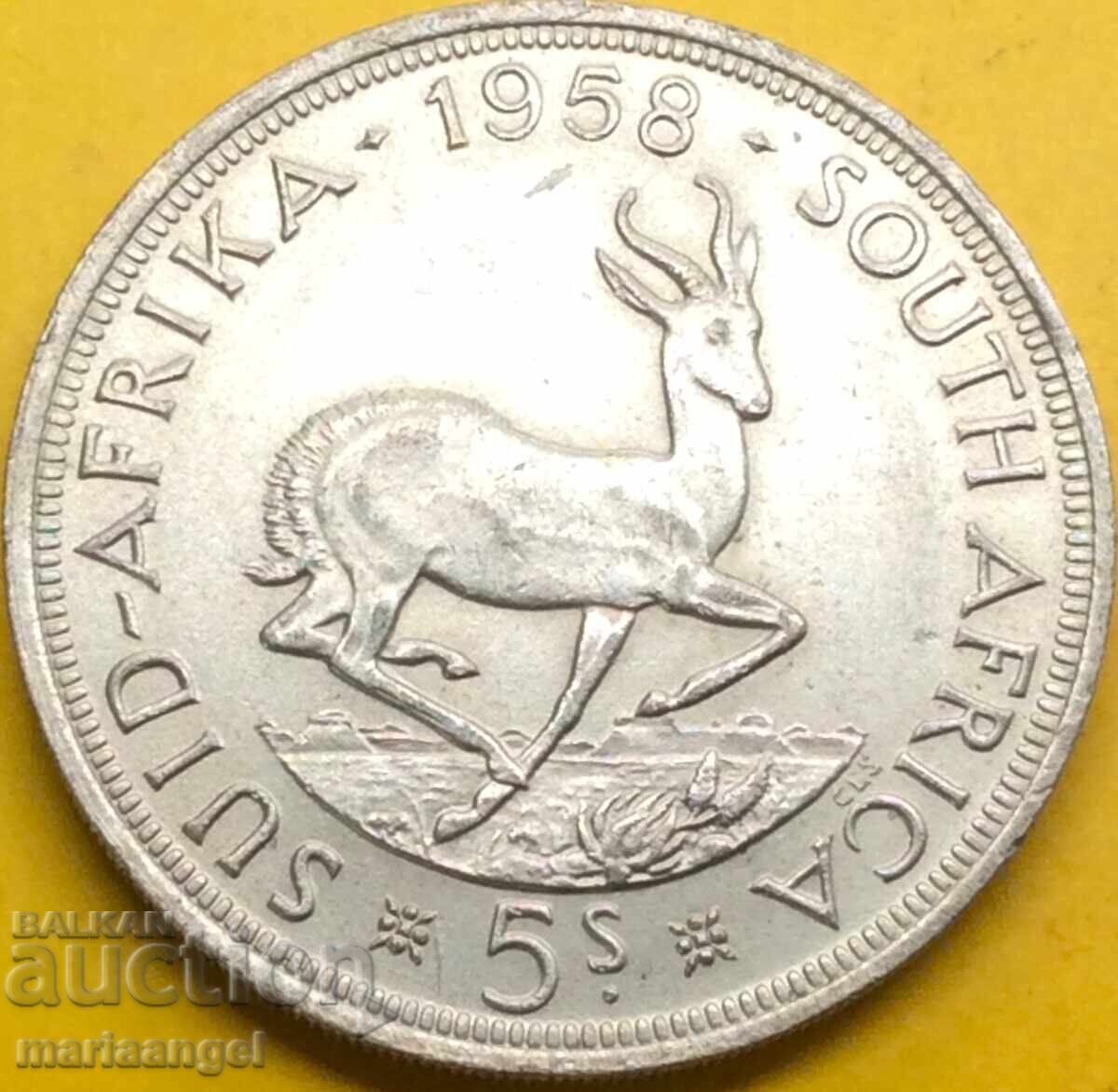 5 Shillings 1958 South Africa Elizabeth II 28.27g Silver - 7