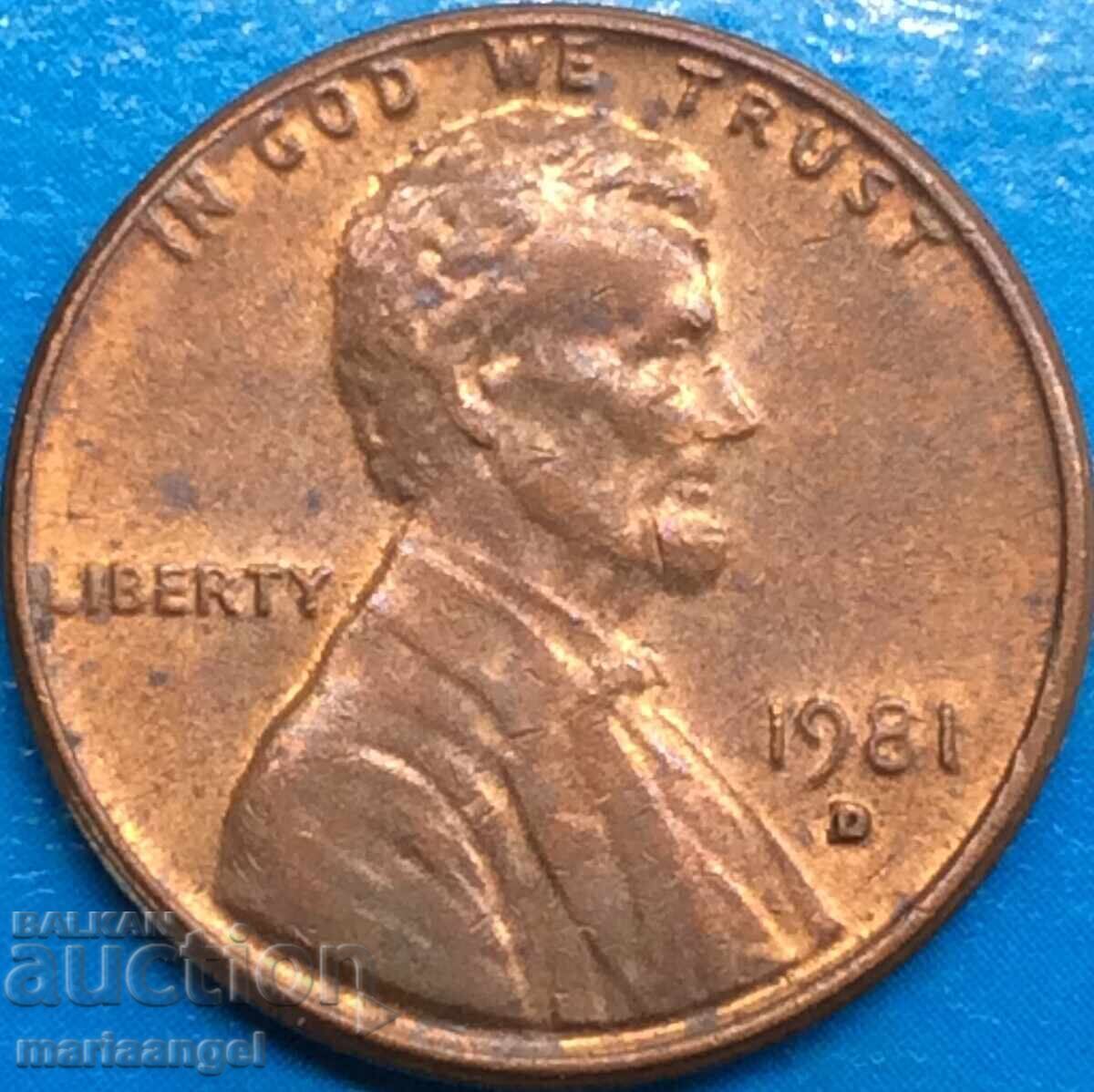 Licitație 1 cent 1981 SUA președintele Lincoln