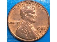 1 λεπτό 1981 ΗΠΑ πρόεδρος Λίνκολν