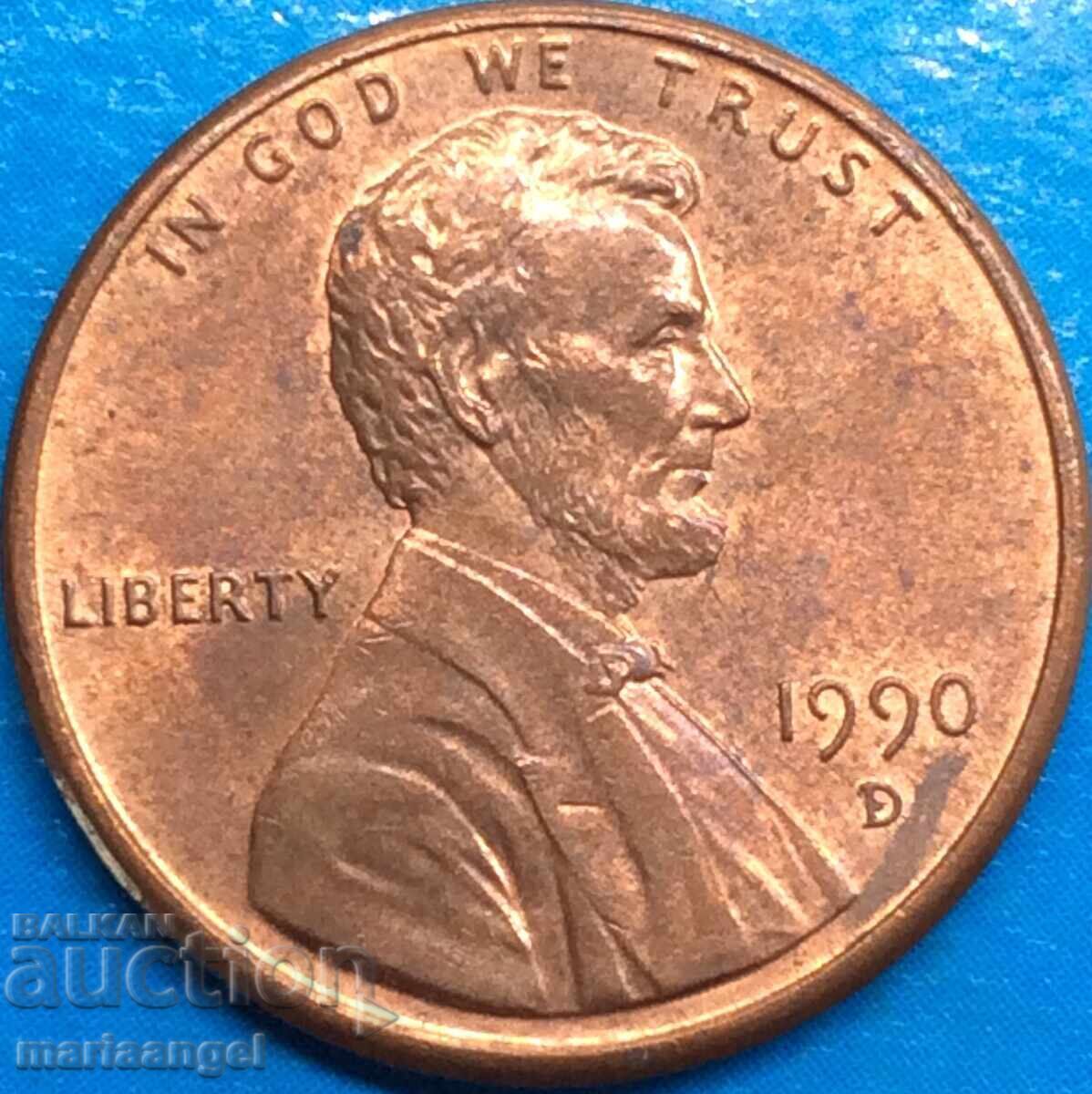 1 cent 1990 USA President Lincoln - 5