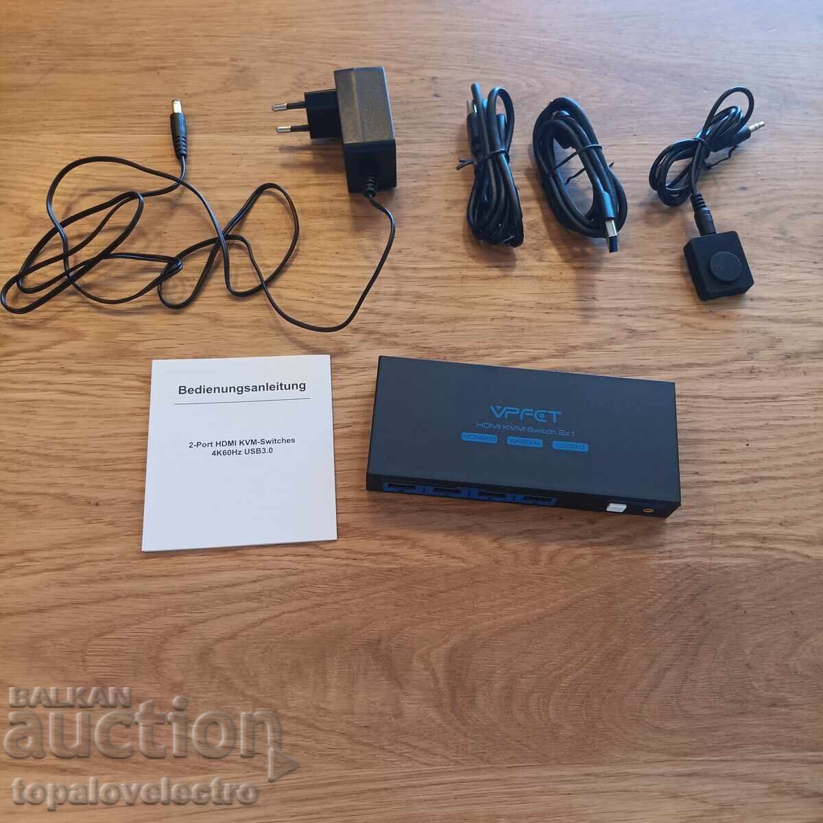 НОВ! HDMI KVM превключвател за 2 компютъра към 1 монитор с цена 21.00 лв. | € 10.74