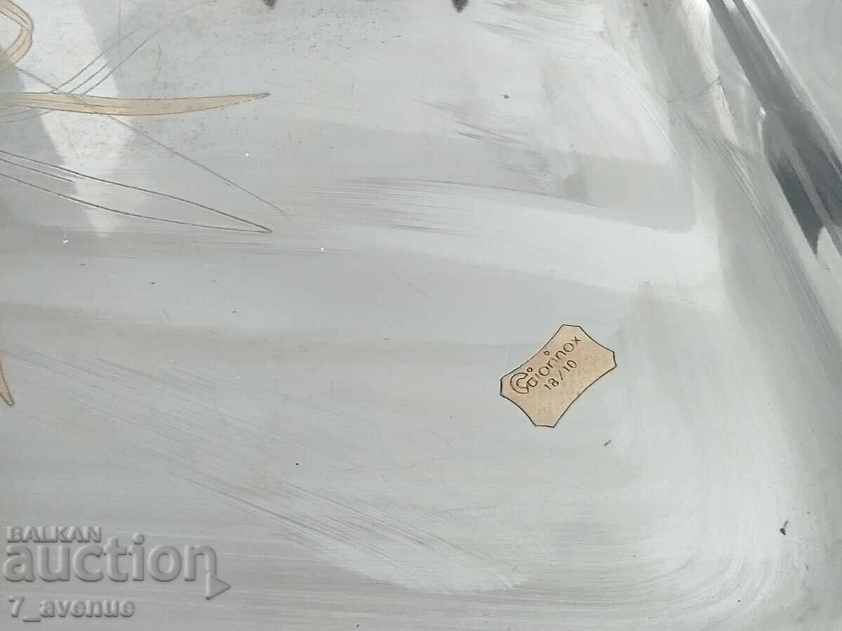 Μεγάλο, παλιό, στιβαρό δίσκος, λουλούδια, φύλλα, με σήμανση 19.10.2025 - 5