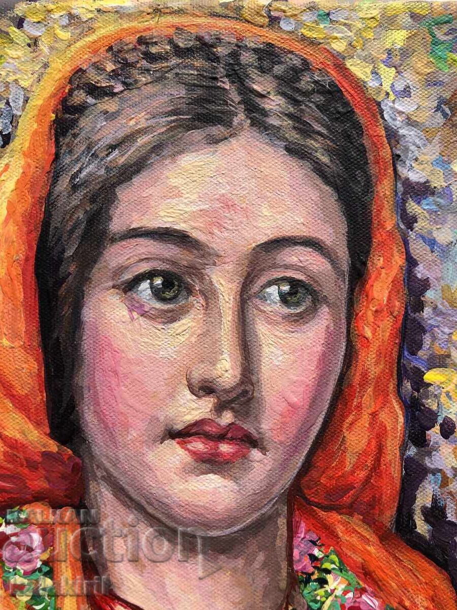 Μία Βουλγάρα με πορτοκαλί μαντήλι με τιμή 1200.00 BGN | € 613.55