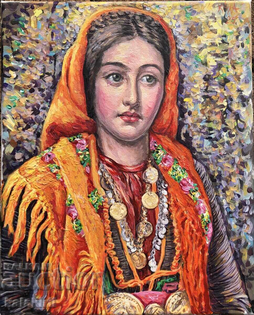 Μία Βουλγάρα με πορτοκαλί μαντήλι