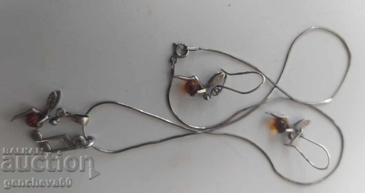 Odd earrings and pendant Fairy, Elf with natural Baltic amber - 5