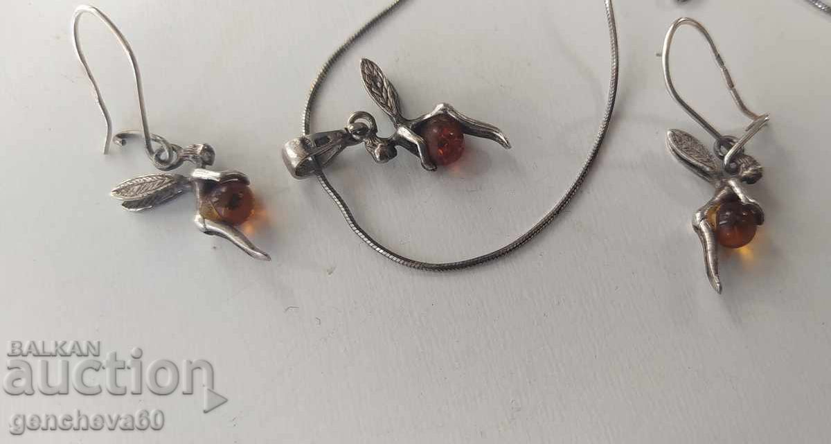 Odd earrings and pendant Fairy, Elf with natural Baltic amber - 6