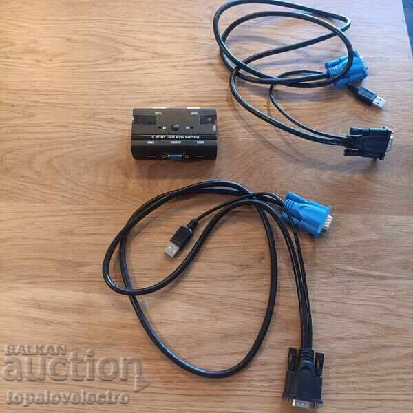 NOU! Comutator VGA KVM, 1 monitor și 3 USB între 2 computere cu preț 14.00 BGN | € 7.16