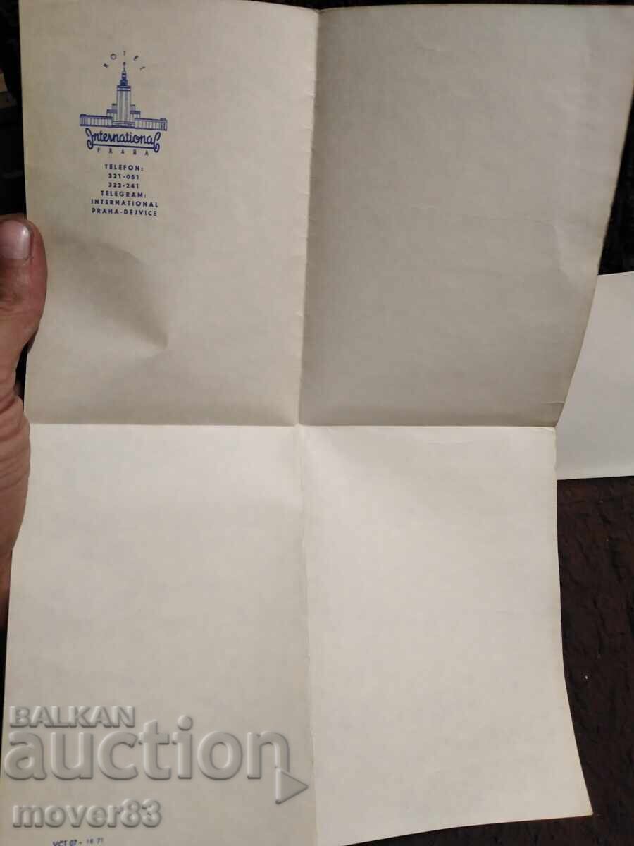 Delivery of Social. Postal envelopes. Hotel "International" - Prague Delivery of Social. Postal envelopes. Hotel "International" - Prague