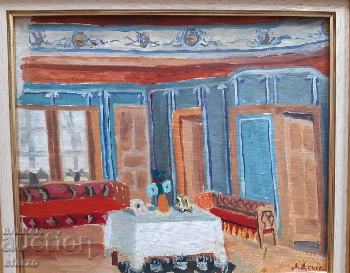 Tablou vechi "Cameră renascentistă" D.Dechev - 5