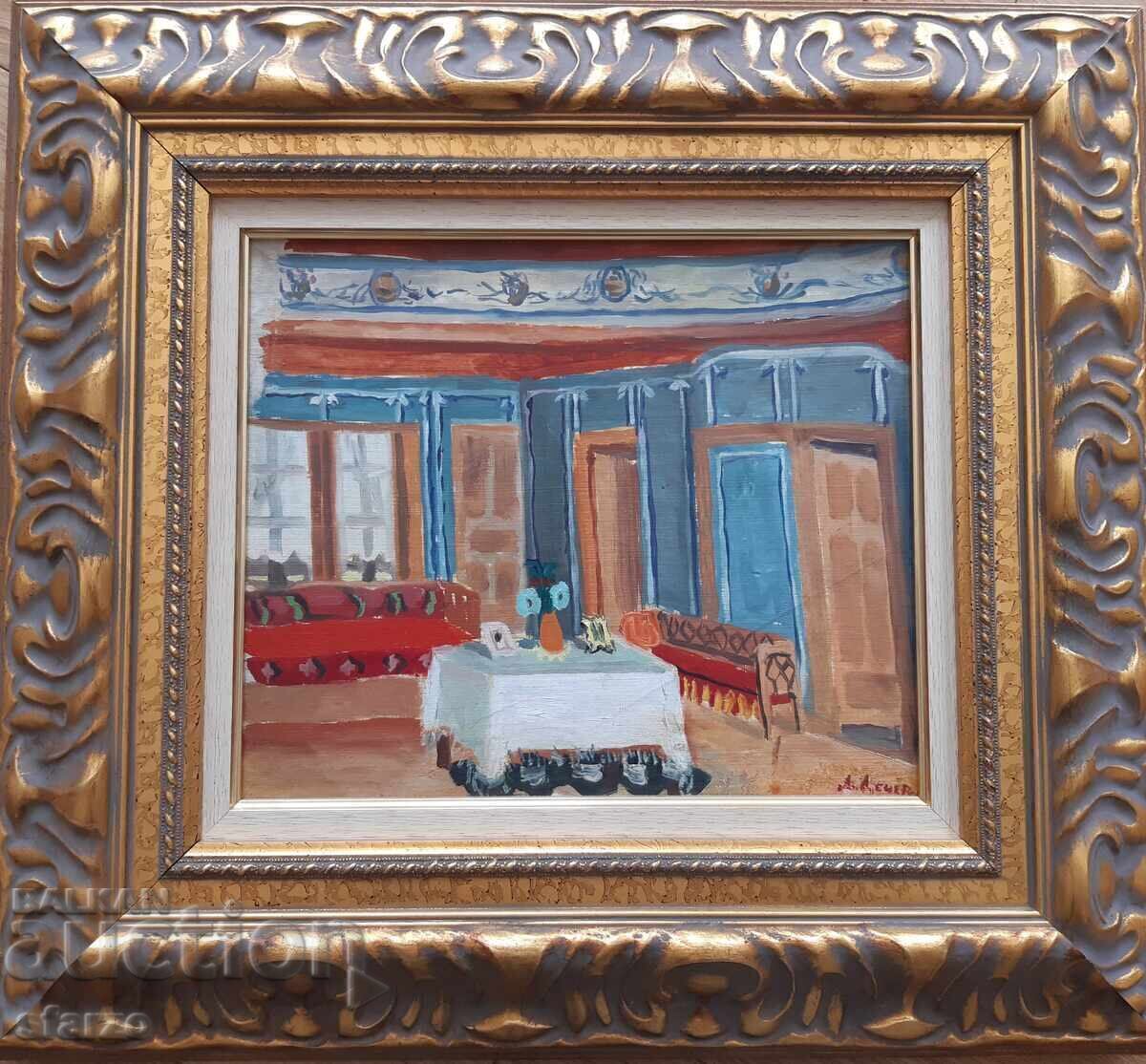 Tablou vechi "Cameră renascentistă" D.Dechev - 7