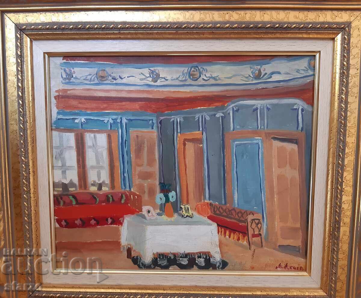 Tablou vechi "Cameră renascentistă" D.Dechev