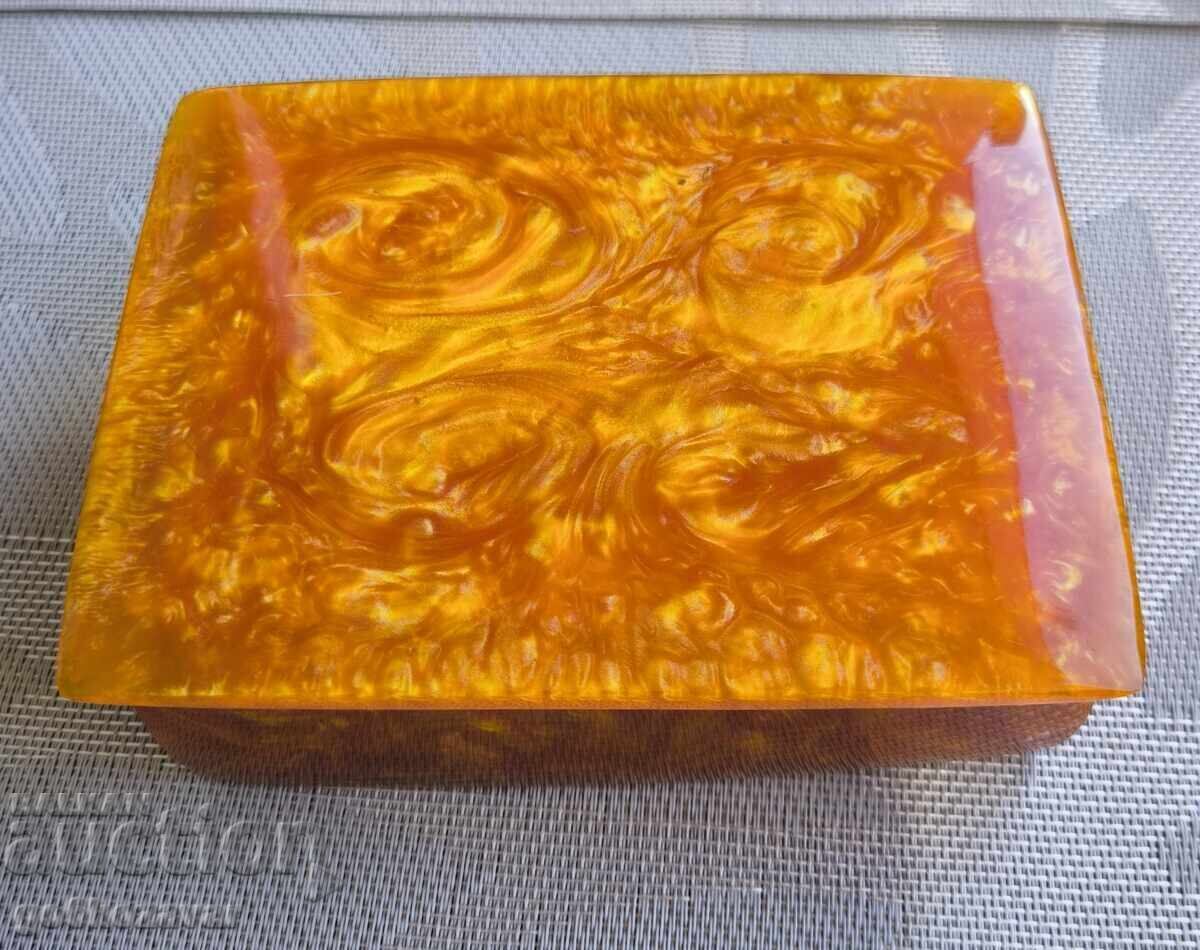 Bulgarian jewelry box artificial amber Catalin NRB